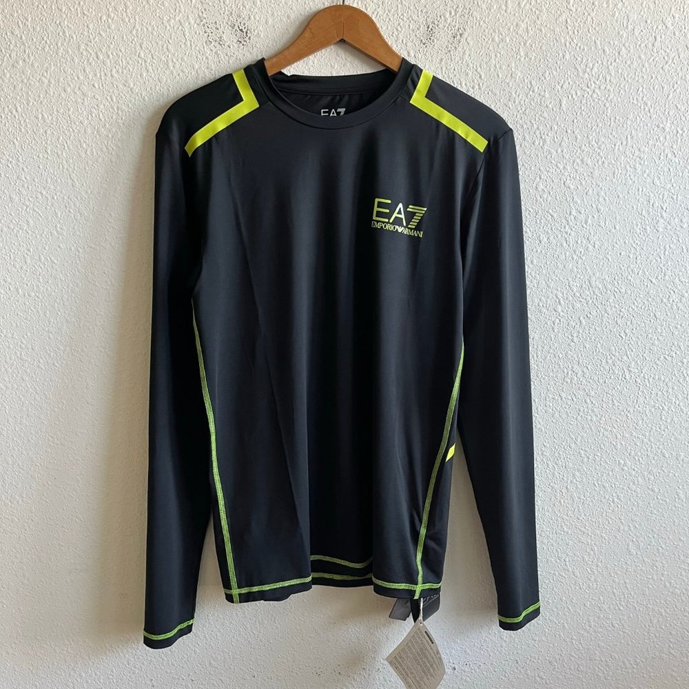 NWT Emporio Armani 7 Men's Vigor 7 Black Long Sleeve Compression Shirt Size M